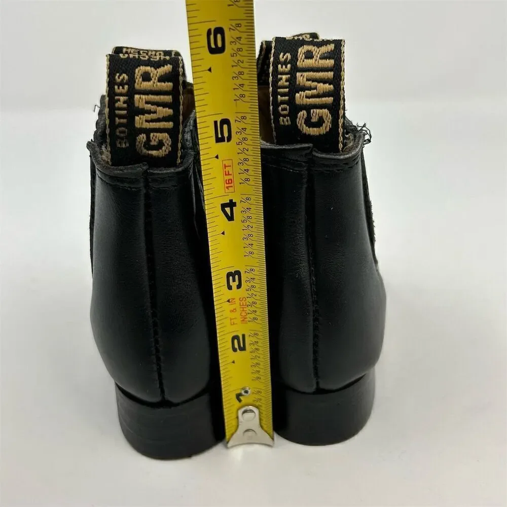 Kid's Charro Black Leather Pull On Western Ankle Boots Size 10 Casual Mexico